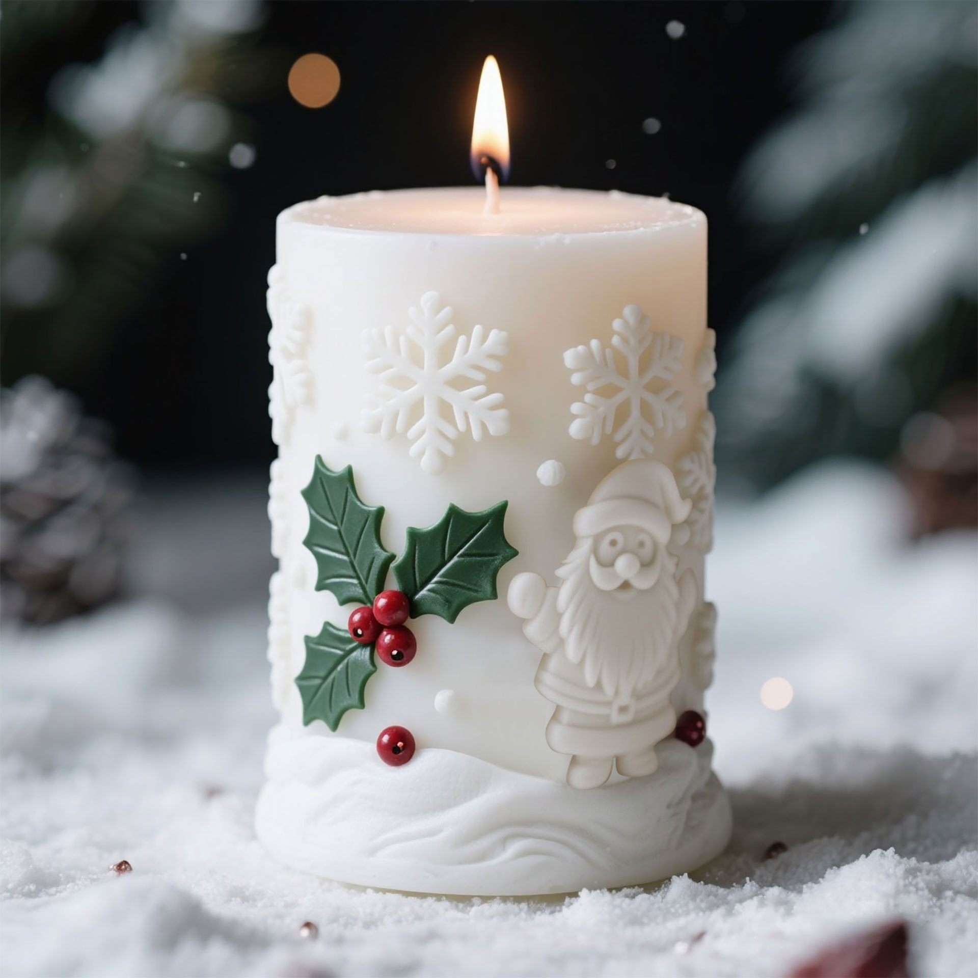 Candle Making Party - 3D рельефный цилиндр Рождественская снежинка Лось